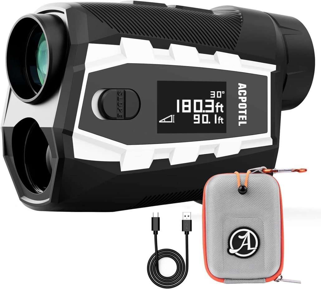 ACPOTEL Golf Rangefinder LCD Display with Slope Golf Rangefinder Range Finder Golf Flagpole Lock Vibration | Rechargable Disc Golf Range Finder